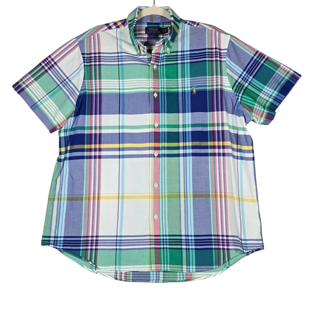 Polo Ralph Lauren Button Down Shirt Mens XL Multi Color Plaid Classic Fit Cotton